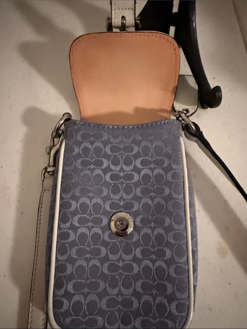 Coach 1941 Blue Signature Canvas Mini crossbody Bag with White Trim and Buckle - Picture 16 of 16